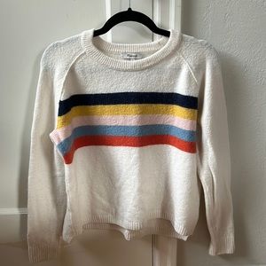 Madewell Multicolor-Striped White Sweater, Small